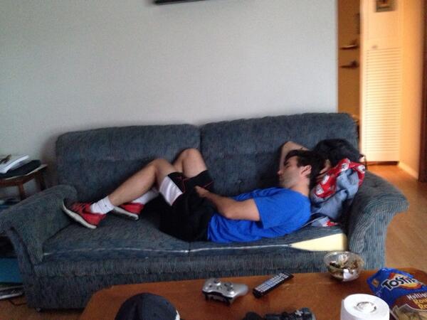 abekkering's tweet photo. Sweeeeet date night Ad's....tuckered, didn't even have enough energy to take off the runners. @adodgson http://t.co/fnPszXkk4K