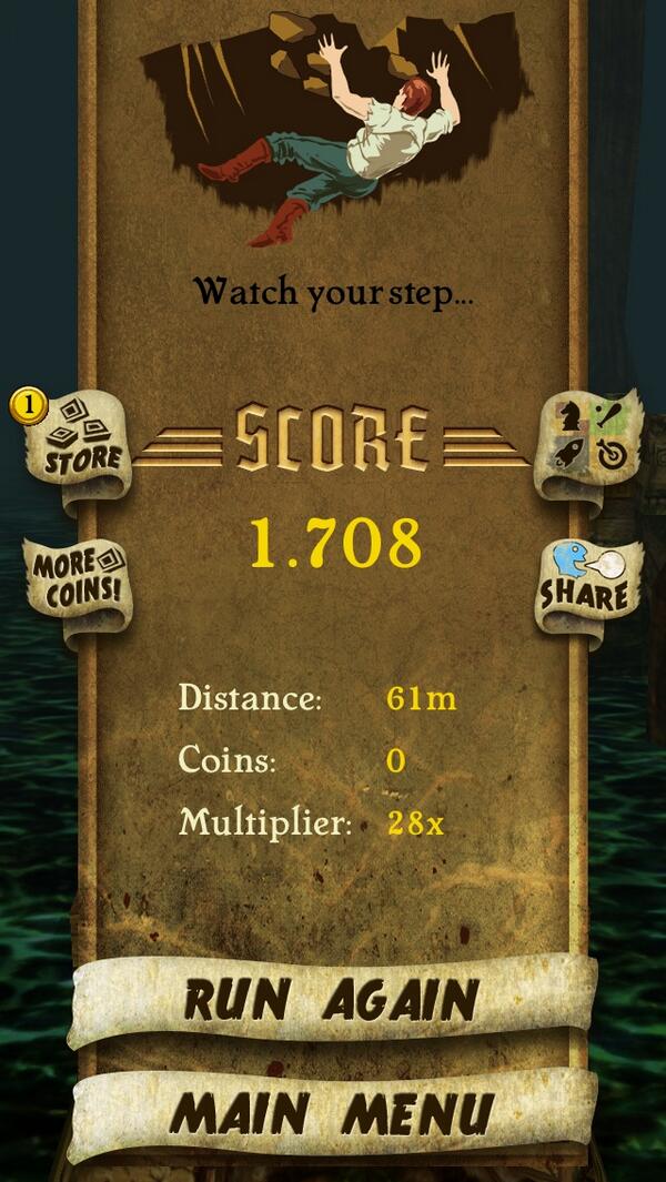 achepfarid's tweet photo. I got 1.708 points while escaping from demon monkeys. Beat that! http://t.co/MVrm6DQXAx #TempleRun# http://t.co/bcrZ14z4bI