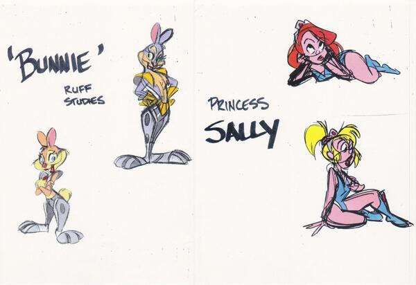 Here's an early Bunnie and a Princess Sally who looks like she just walked off the set of Dragon's Lair