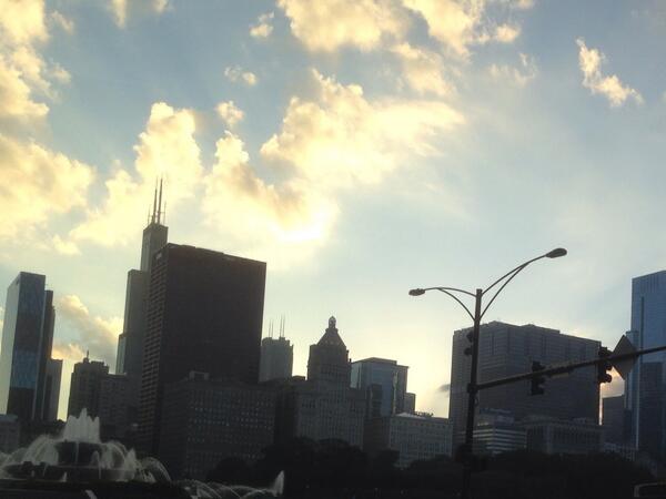 A cloudy sunset in the city