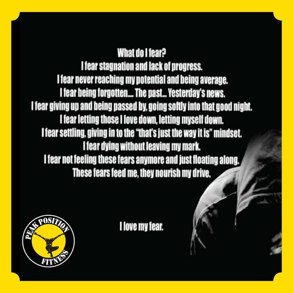 PeakPositionFit's tweet photo. FEAR: Enemy or Best Friend? #feelthefear #facethefear #peakpositionfit http://t.co/eOZy1C9fdU