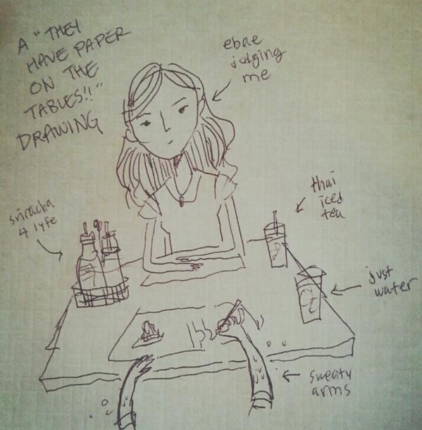 here's a doodle i did while eating out with @EbaeKim the evening before i left madison