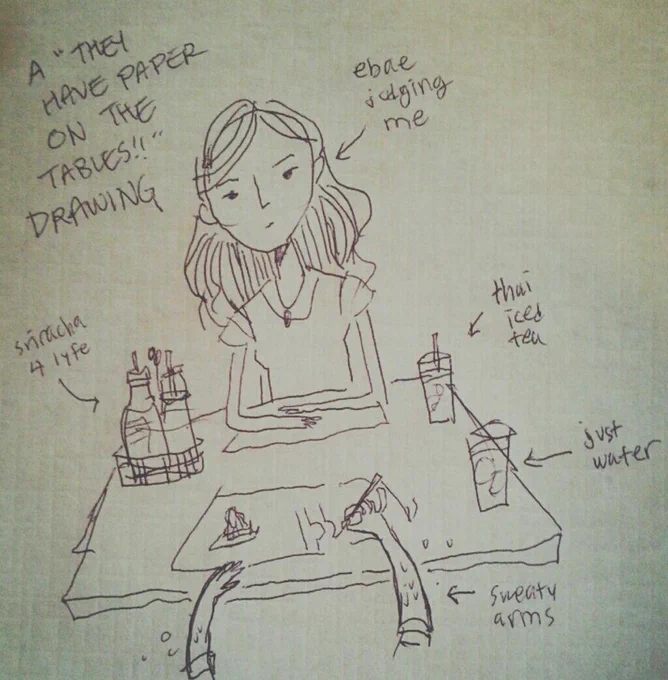 here's a doodle i did while eating out with @EbaeKim the evening before i left madison 