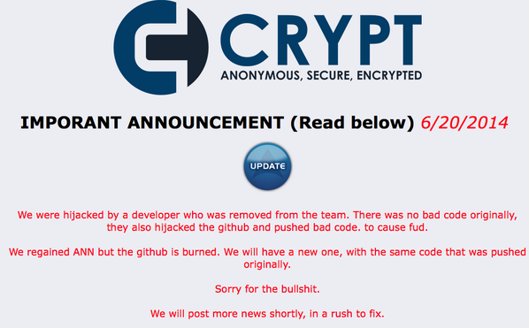 crypto_trader's tweet image. Big announcement from #cryptcoin 
to all of that have #cryptcoin check this out