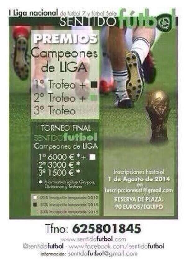 sentidofutbol's tweet photo. Liga anual de fútbol sala ¿Te lo vas a perder? Plazas limitadas http://t.co/UWVa81WN7U
