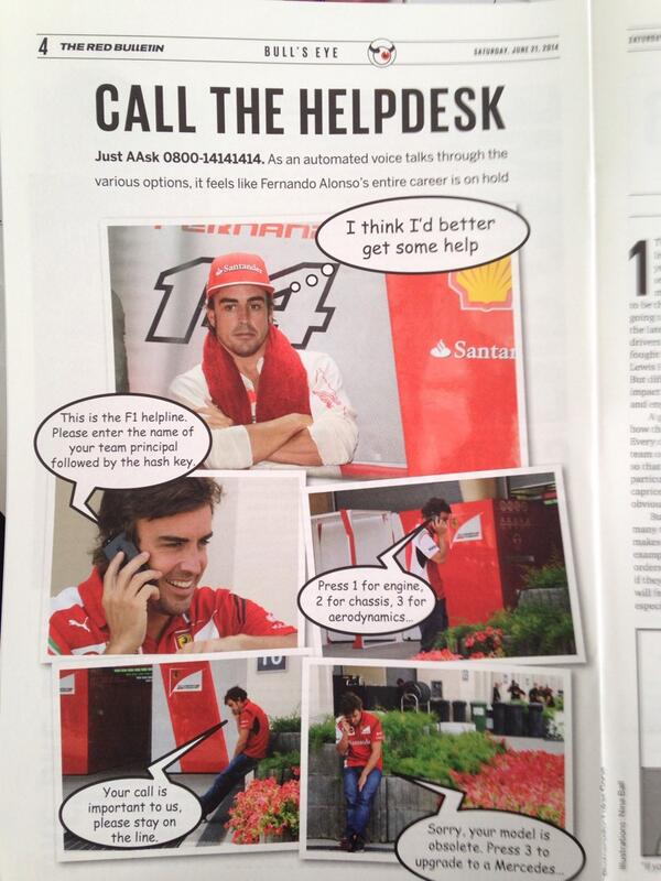 fakeChrisHorner's tweet photo. "@suziperry: This from the Red Bull Bulletin today! http://t.co/sYkSnSeyoG" cheeky
