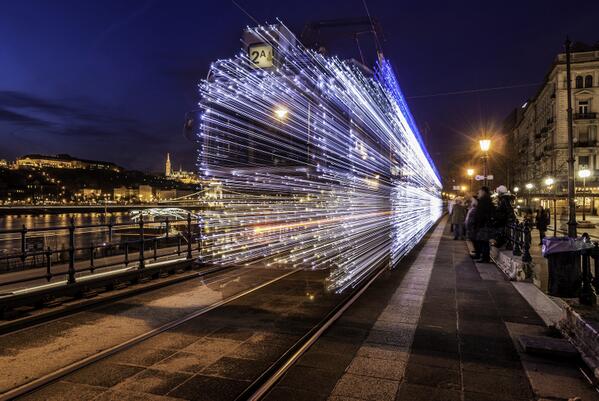 curiouszed's tweet photo. #LED Lights Make Budapest Tram Look Like it's Traveling Through Time http://t.co/cOJ3RnD7Ll http://t.co/0WrStVfXHa