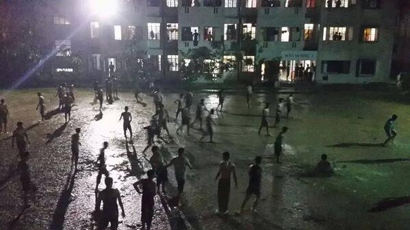 SautomDeb's tweet photo. midnight football in heavy showering..... hv great experience http://t.co/vLl8IEU5iV