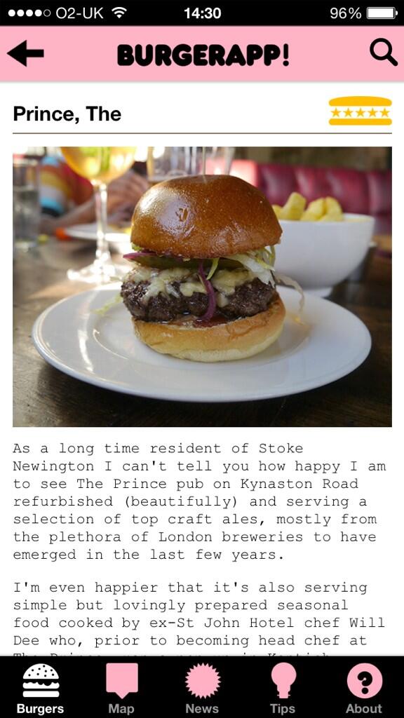 Just added a new 5-star burger to @burgerapp - find it cooked up by @fatbutcherfood at @ThePrinceN16 in Stokey 🍔😊👏