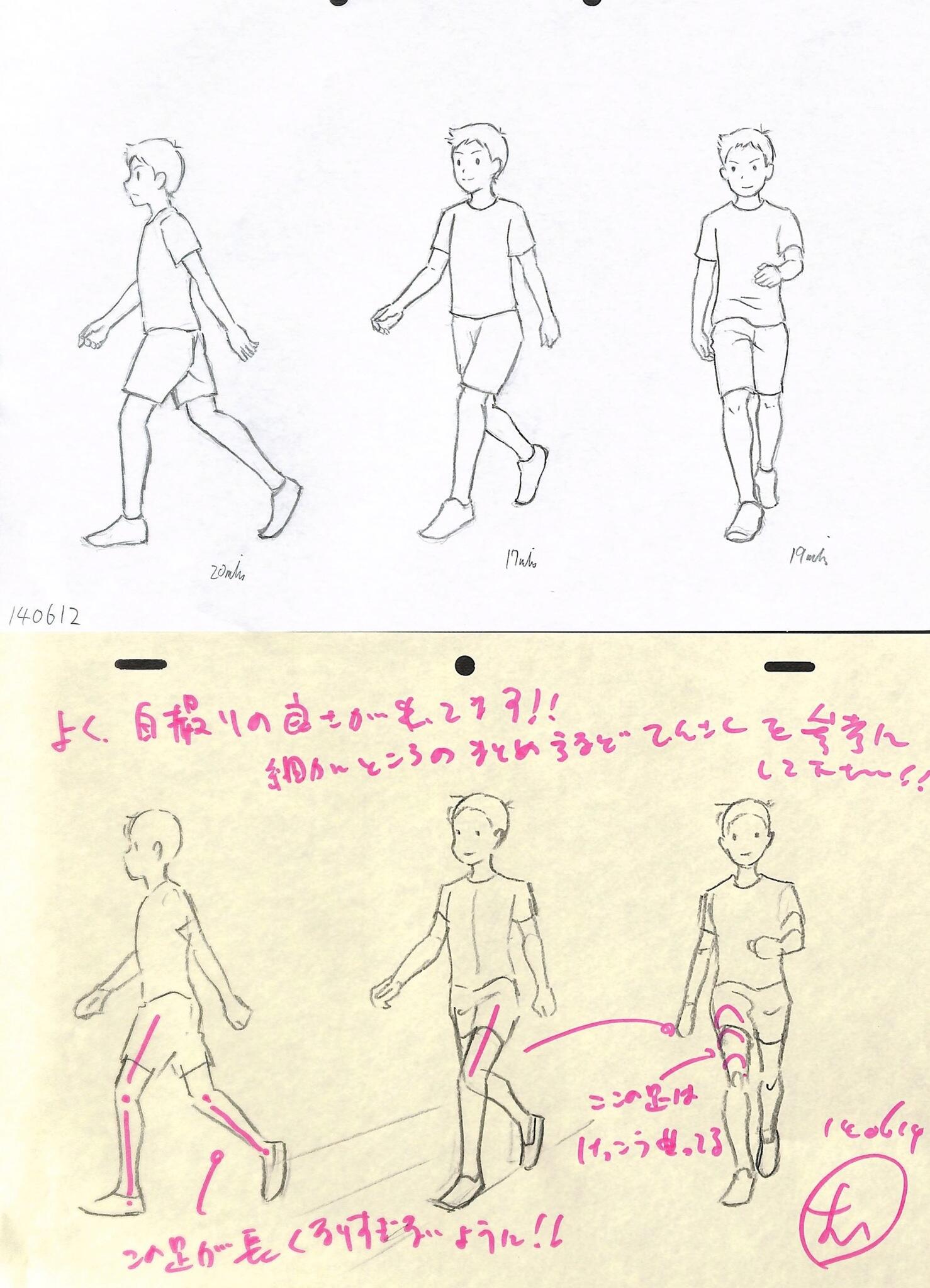 アニメ私塾 V Twitter ポーズ創作 左方へ向かって歩く添削例 １ 横向き歩き 重心を前に ２ 斜め歩きの足が横向きに近い形になる ３ 斜め 正面歩きの手足は 断面 重要 ４ 肩 腰がねじれの関係になる Http T Co Ot4iuijlh1 Twitter