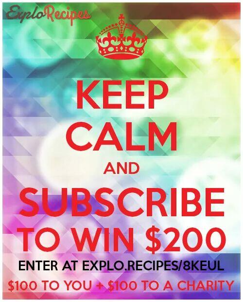 ExploRecipes's tweet image. Keep Calm and Subscribe to Win $200! 
Last chance to enter for June's Draw!
#ExploRecipes #fitness #food #contest