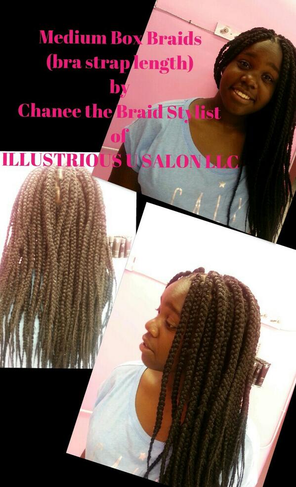 VbVersatile's tweet image. Medium Box Braids
(bra strap length)
by
Chanee the Braid Stylist
of
 ILLUSTRIOUS U  pic-collage.com/_dkVnfPWt
