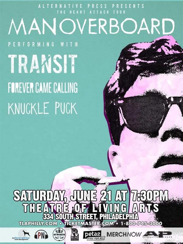 TLAPhilly's tweet photo. TONIGHT: @ManOverboardNJ @TransitMA @HeyitsFCC @KnucklePuckIL #HeartAttackTour! Doors: 6:30P - http://t.co/ChHNSfL06b http://t.co/7RwgvT2j3Z