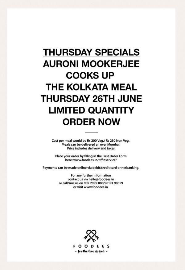 To order, fill out the First Order Form &amp; make payments Rs 200 Veg. &amp; Rs 230 Non Veg. here foodees.in/tiffinservice/