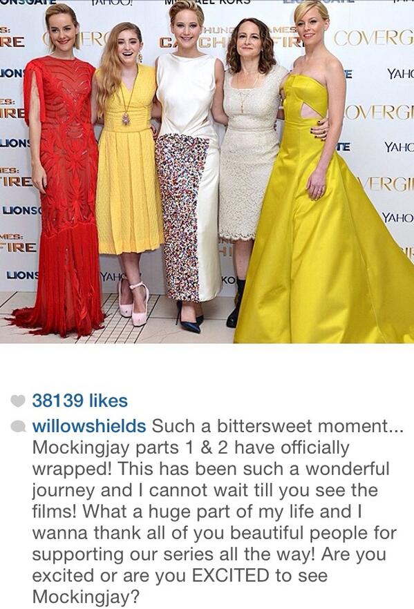 HungerGamesPhil's tweet photo. Willow Shields thanks @TheHungerGames fans on instagram! We are EXCITED to see #Mockingjay! http://t.co/ftVaxapXi5