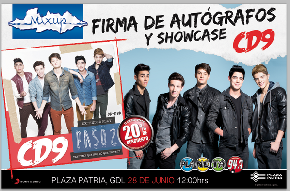 CD9's tweet image. Éste sábado 28 de junio asiste a nuestra firma de autógrafos en @MixupTeam @PlazaPatria a las 12:00 hrs. #CD9Paso2