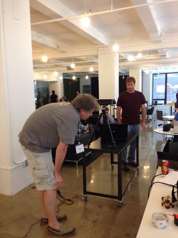Adellelin's tweet image. Talking to Trimble architects at hackathon turning the kinect v2 into a ceiling scanner #kinectforwindows #nuicen
