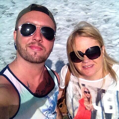 At the beach with the mother