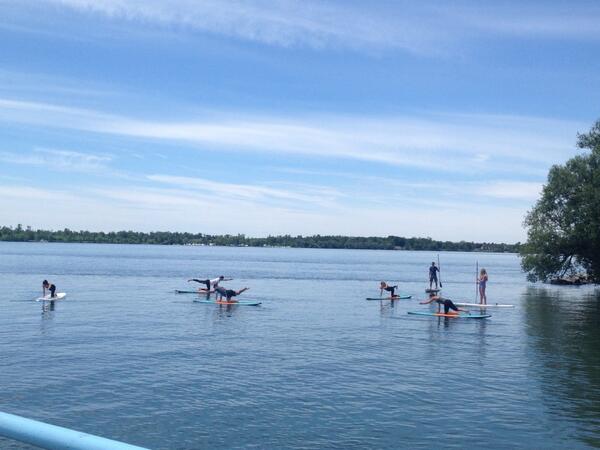LaurenHall's tweet photo. Forgot to mention...the @wingingittv crew practiced yoga on paddle boards yesterday @buffaloSUPCo #FloatYourYoga http://t.co/W7YUfaRH5h