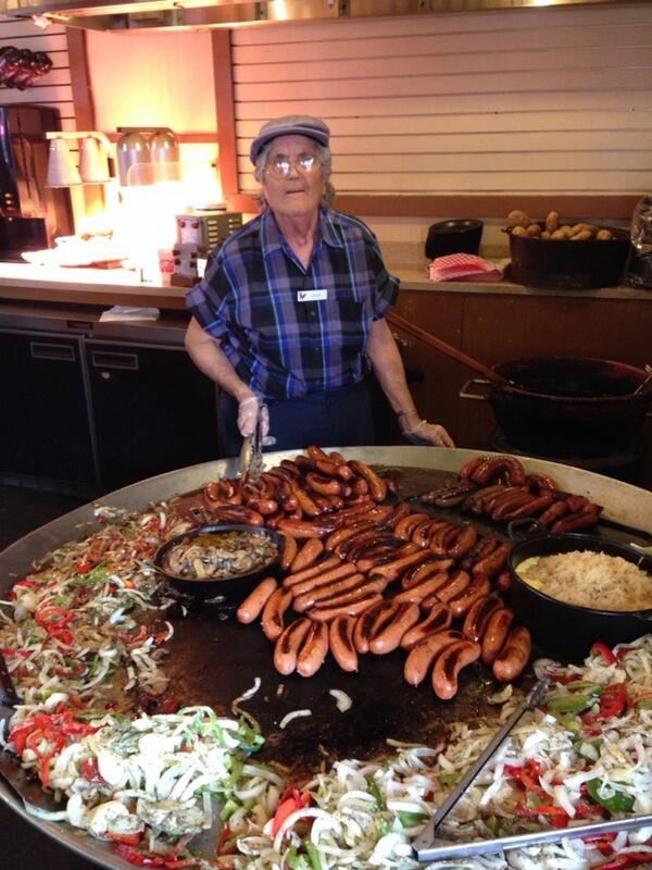 Kim Severson on X: This is Jean, who cooks sausage in a big skillet at  #dollywood. She prefers the smoked link.  / X