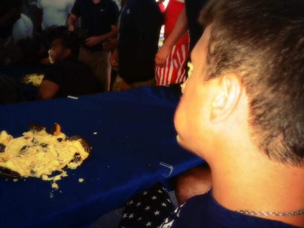 PennStateFball's tweet image. Before, during, after #pieeatingcontest #thingsgotmessy
