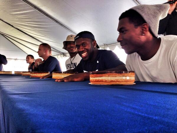 PennStateFball's tweet image. Before, during, after #pieeatingcontest #thingsgotmessy