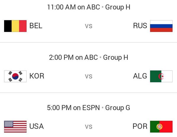 GSPChicago's tweet image. Sunday's World Cup Schedule! Come by for lunch to make sure you've got seats for team USA at 5!