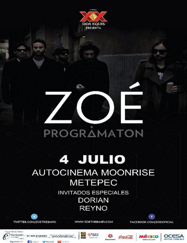 MusicDifussion's tweet photo. Así q quieres ver a Zoe en metepec este 4 de julio? Síguenos y sigue a @terrazachop  esta semana regalamos boletos RT http://t.co/mdjwB8vOA5