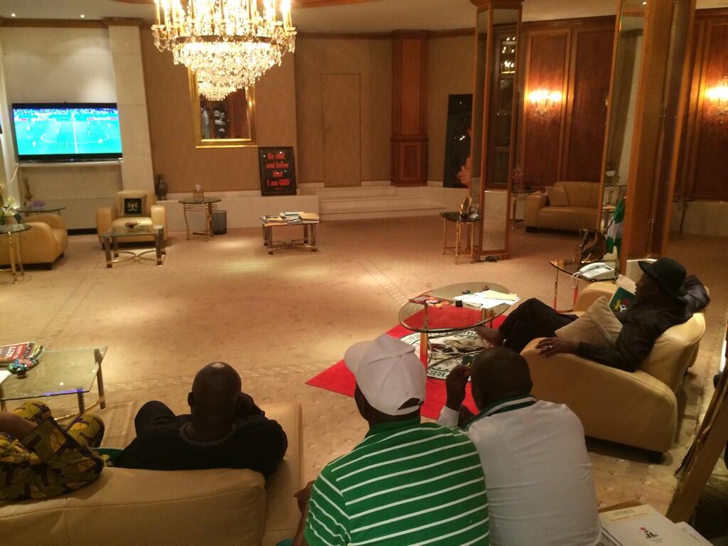 Photos of Goodluck Jonathan watching SuperEagles Match against Bosnia