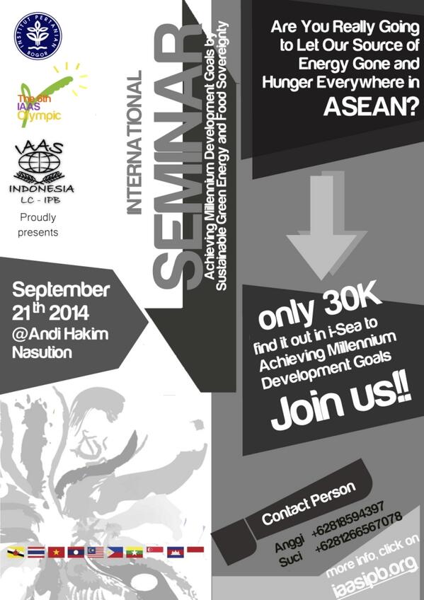 IAAS LC-IPB The 6th Olympic International Seminar with speaker from UN (PBB) the6tholympic.tumblr.com/ISEA  Info: @6thOlympic