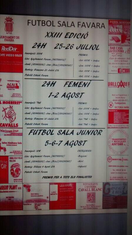 FavaraFS's tweet photo. @FutsalRT @FutsalRT1 24 HORAS FUTBOL SALA FAVARA (25 y 26 Julio masculino, 1 y 2 agosto femenino) http://t.co/FCKGiinkSo