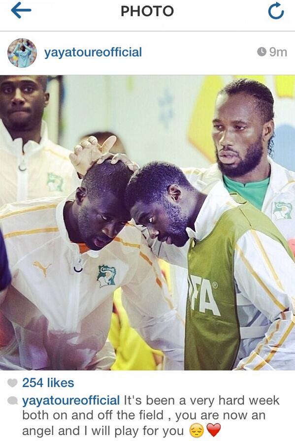 mcfc_lads's tweet photo. A very moving post on Yaya Touré's Instagram page. #RIPIbrahim http://t.co/tDi1kipDs5