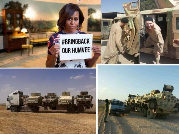 Lantidiplomatic's tweet photo. #Bringbackourhumvee. La politica estera americana umiliata e derisa dall'ISIS. #Iraq #Obama http://t.co/gjZvQNfN04 http://t.co/Hbl7UmVIv8