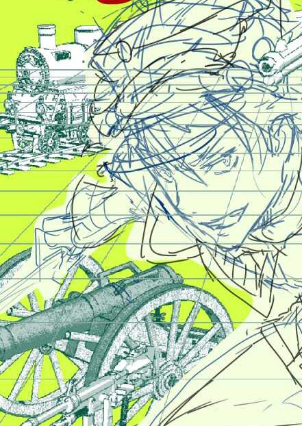 6月21日@バンチ発売日です。表紙描かせていただきました!「軍靴のバルツァー」本編34話も掲載されてます。 物語が結構もりっと動きはじめますぞ～。 画像は表紙のラフなどなど。 どうぞよろしく～! 