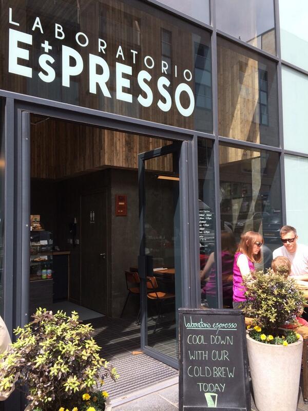 LabEspr's tweet photo. Great Sundays at the Lab.  Cold brew #coffee, outdoor seating and a rather nice guest espresso from @CaravanRoastery http://t.co/94ZtocdrxQ