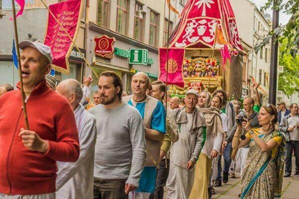 bk_chudasama's tweet image. Rath yatra taken out by devotees in Lithuania.The light of Sanatan Dharma across the world, with its message of peace