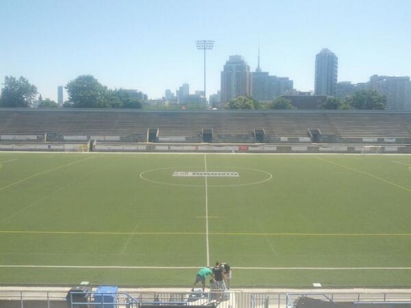 Calm before the storm. <a href="/nxne/">NXNE</a> celeb charity soccer game for @righttoplayca #nxnefooty