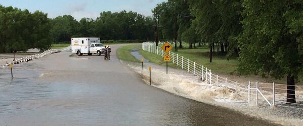 Torrential rain floods numerous roads in Hood County, including North Gate Road near deCordova