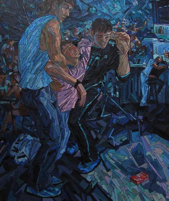 RetoSava's tweet photo. Sergey #Sovkov #peintre #figuratif #nu #StyleMosaïque #contemporain #art #Russie Le copain qu'on ramène... https://t.co/5tVc179m0G