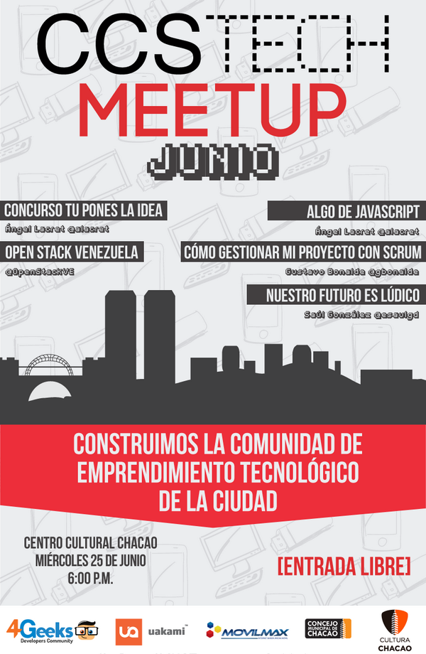 4Geeks's tweet photo. Este 25 de Junio será el #CCSTechMeetup ¡No te lo pierdas! Asiste. >> http://t.co/aloV8nA7kV #developersVenezolanos http://t.co/KrGJIgvnuf