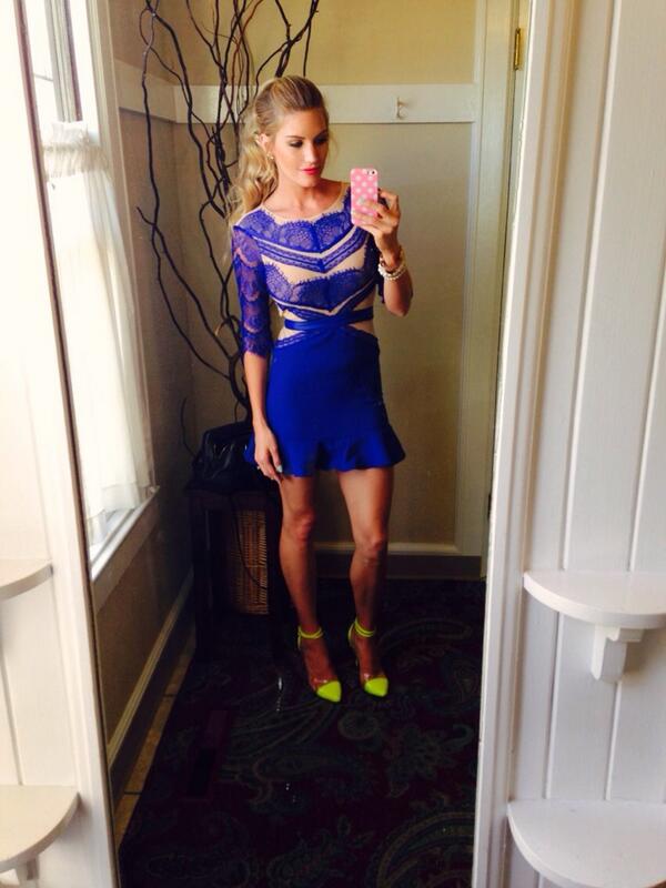 blue dress yellow heels