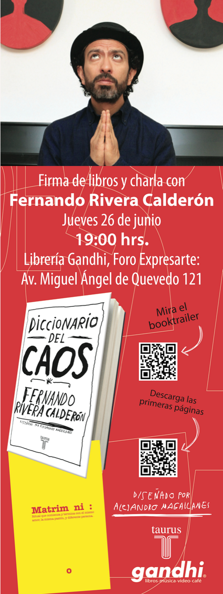 Mañana @monocordio estará en @LibreriasGandhi MA. de Quevedo habrá firma de libros y charla sobre #DiccionarioDelCaos