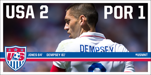 USMNT's tweet photo. USA 2, POR 1 #OneNationOneTeam http://t.co/V1bevCLWNu