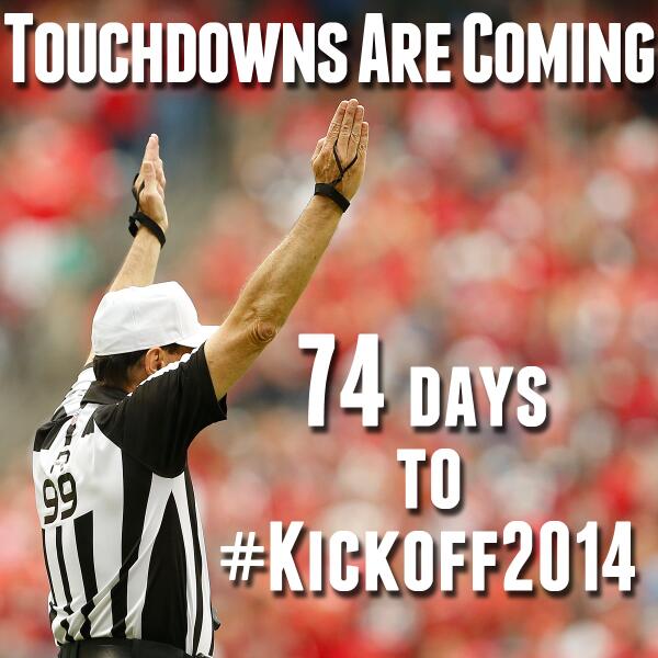 NFL's tweet image. 74 days... #Kickoff2014