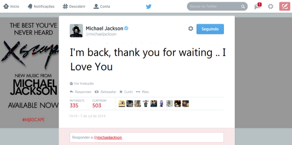 Moonlovacat's tweet photo. ELE POSTOU E APAGOU, MAS EU TIREI PRINT !! @michaeljackson seu safado http://t.co/odAMrV8UEe