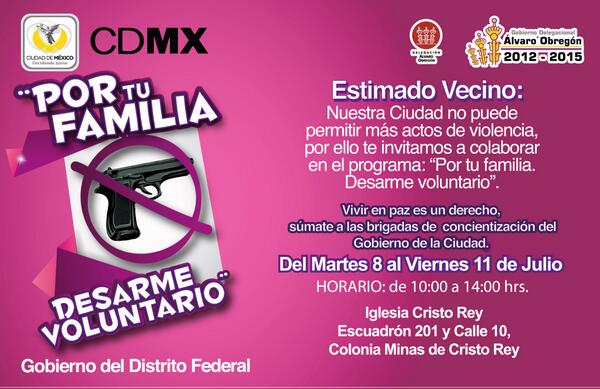 #DesarmeVoluntario en el Atrio de la Iglesia de Cristo Rey <a href="/leonel_luna/">Leonel Luna</a> <a href="/DaoSeguridadPub/">DaoSeguridadPublica</a>  @dtsanangel @DTTOLTECA