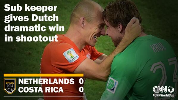 True Dutch courage? Not many coaches bring on a new keeper with a minute to play:cnn.it/1sfMqoX #CNNWorldCup