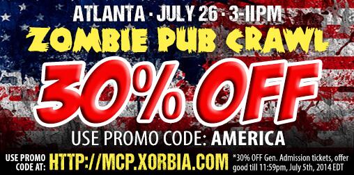 30% off Gen. Adm. tickets till midnight tonight! Use promo code "America" at mcp.xorbia.com #Zombies #Atlanta