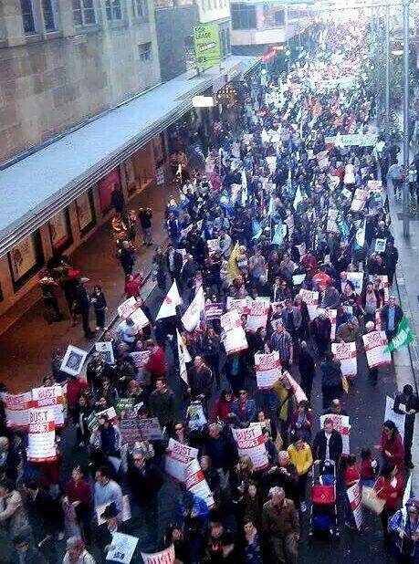 ASRC1's tweet photo. Our favorite photos from the #bustthebudget rallies across Australia today. http://t.co/Li7TPQHoNH