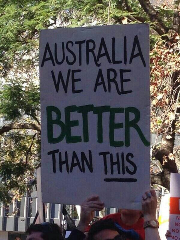 ASRC1's tweet photo. Our favorite photos from the #bustthebudget rallies across Australia today. http://t.co/Li7TPQHoNH
